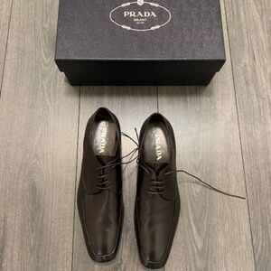 Prada Brown Leather Lace Up Shoes Size 10.5